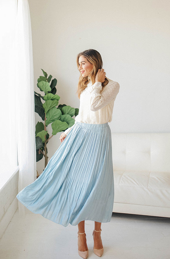 Dreaming Of Spring Light Blue Pleated ...
